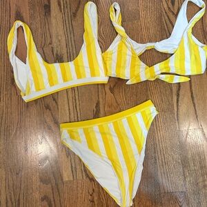 Yellow & White Striped Bikini Set